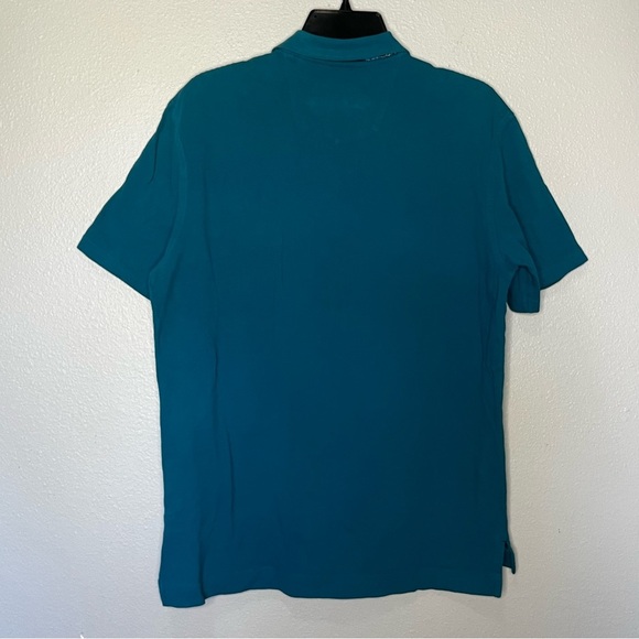 Robert Graham Polo Shirt Men Medium Teal Patterned Collar Classic Fit Casual - Picture 7 of 7